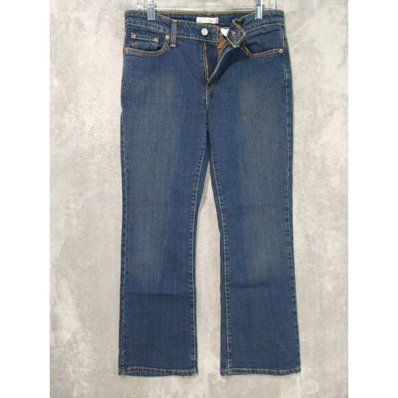Levis 515 Jeans Women 10 Blue Denim Boot Cut Dark Wash Stretch Mid Rise - Picture 1 of 8